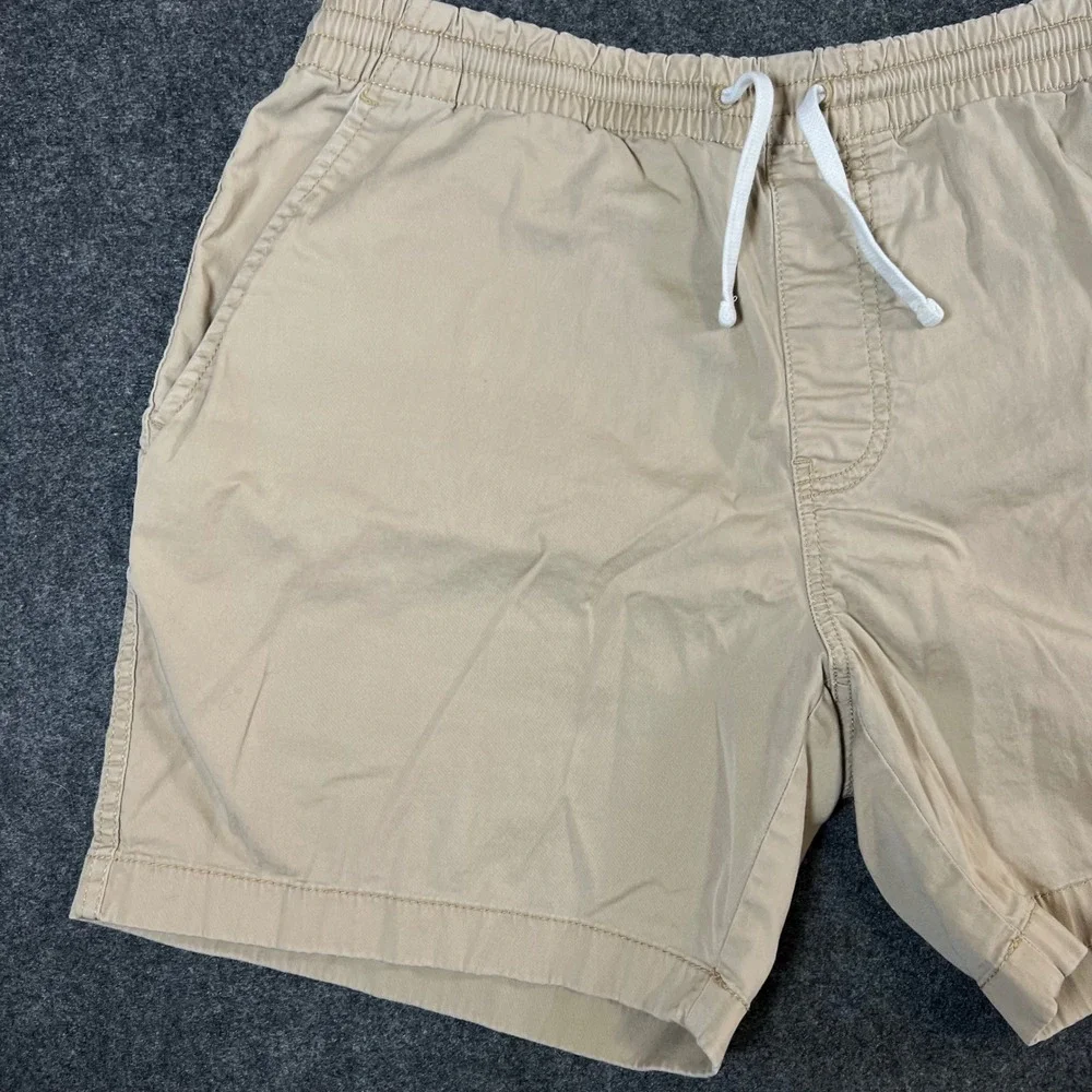 J.Crew Mens Dock Shorts Khaki Tan Elastic Waist Drawstring Size M